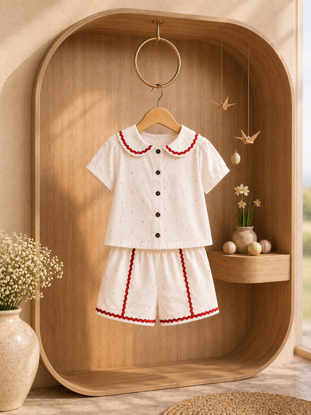 Dainty Red Trim Co-ord